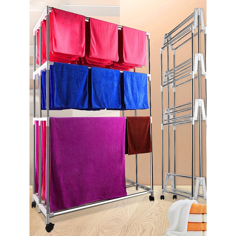 美容院晒毛巾浴巾架折叠落地式发廊洗车美发店专用不锈钢凉晒架子