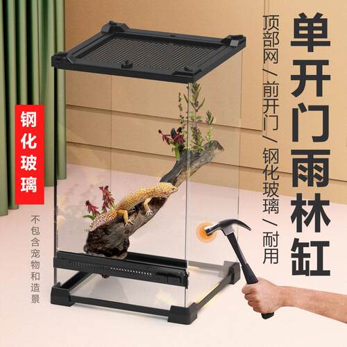 角蛙睫角生态缸前开门雨林钢化玻璃盒蜥蜴守宫蟹树蛙爬虫饲养箱