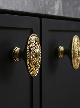 indoors欧式纯铜金银色抽屉单孔覆古拉手法式轻奢鞋柜?具车门把手