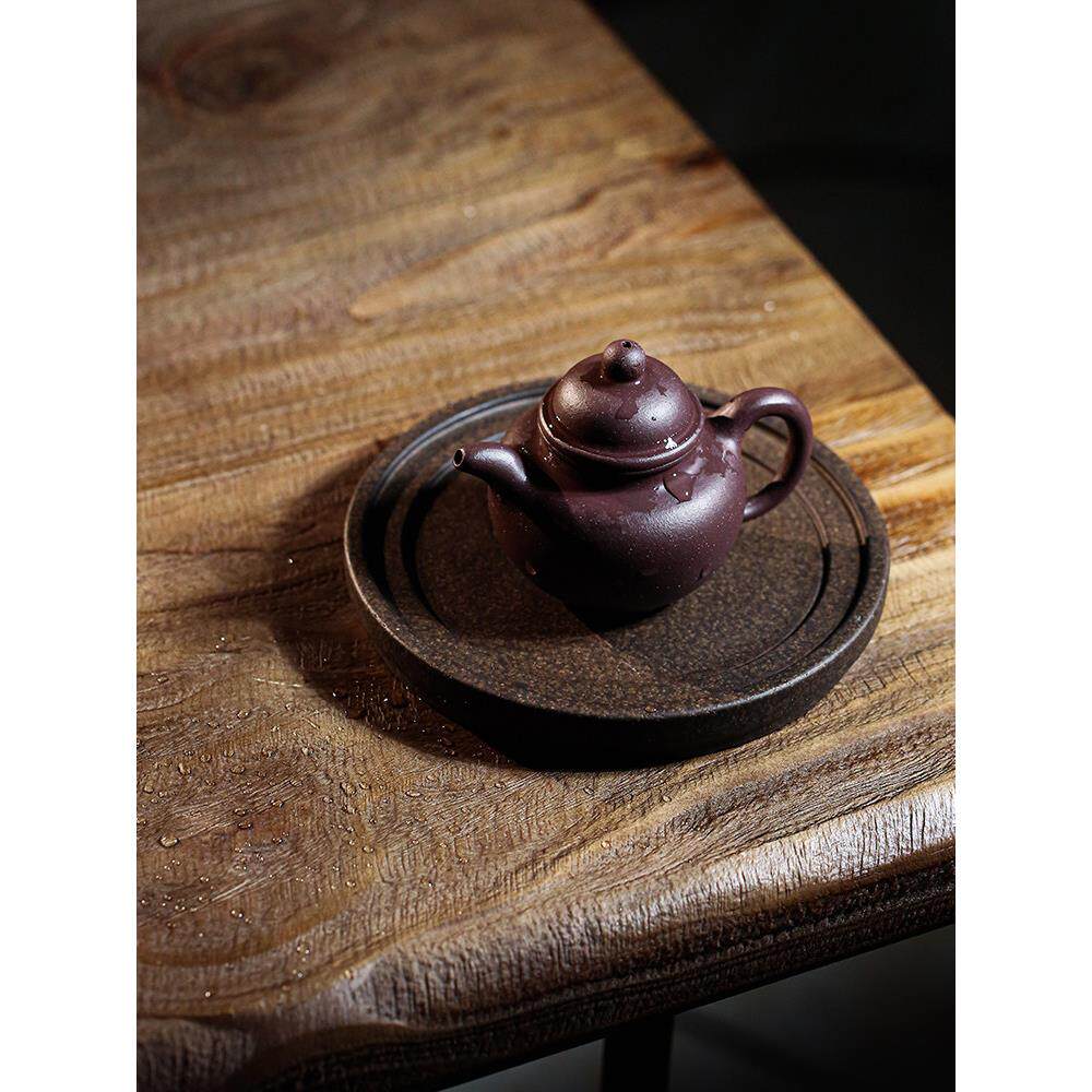 花盆托盘 底座 多用途 正品宜兴紫砂壶干泡盘接水盘 深古铜色泥料