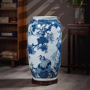 景德镇陶瓷器手绘青花瓷花瓶落地箭筒客厅书房大号摆件装饰品60cm