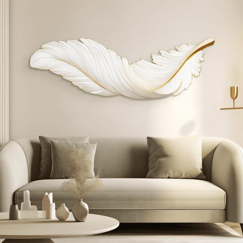 S944 陈 轻奢壁挂北欧风客厅卧室背景墙面装饰画异形羽毛40120