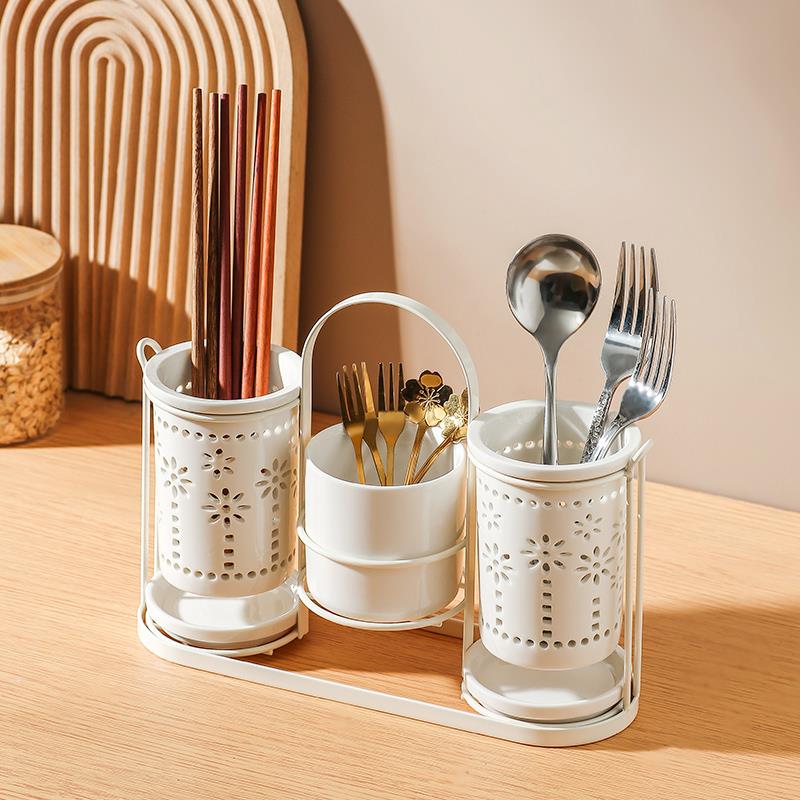 厨房陶瓷筷子筒篓桶笼多孔沥水家用创意餐具刀叉勺筷收纳架筷笼架