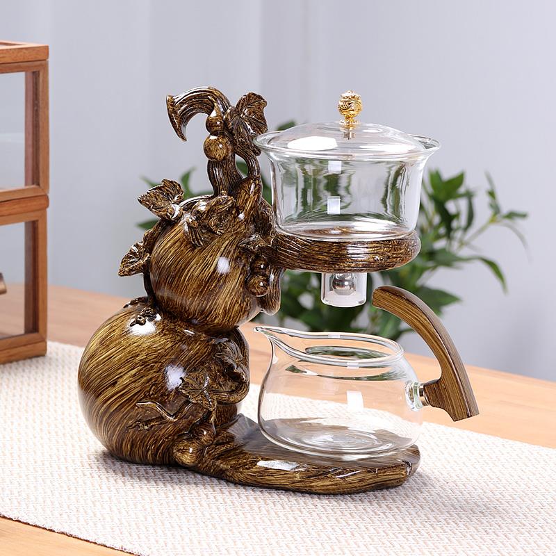 葫芦自动茶具家用创意中式高档办公室耐热冲茶壶懒人磁吸泡茶神器