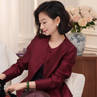 桑蚕丝缎面喜妈妈喜宴显瘦外套女