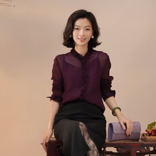 铜氨丝双层花边薄纱配吊带衬衣女