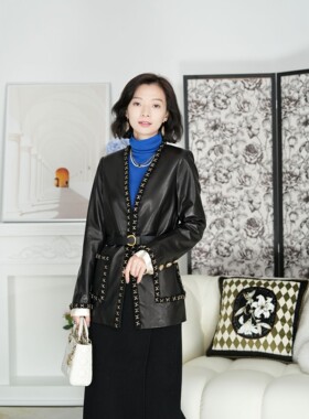 西子/秋冬时尚百搭气质牌牌同款新西兰进口羊皮西装西服外套/1166