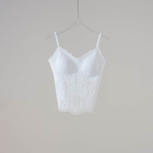 蕾丝带胸垫无钢圈背心吊带美背女