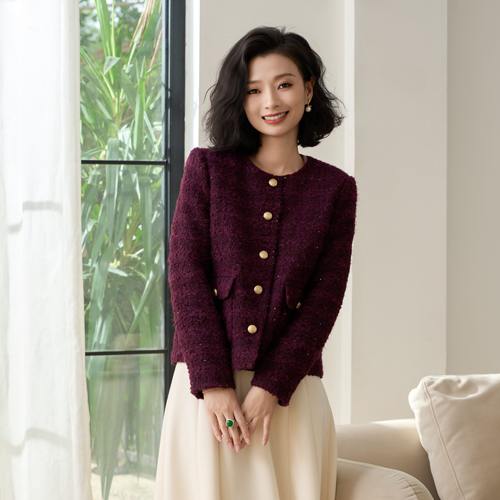 花呢拉毛精致高级感小香风外套女