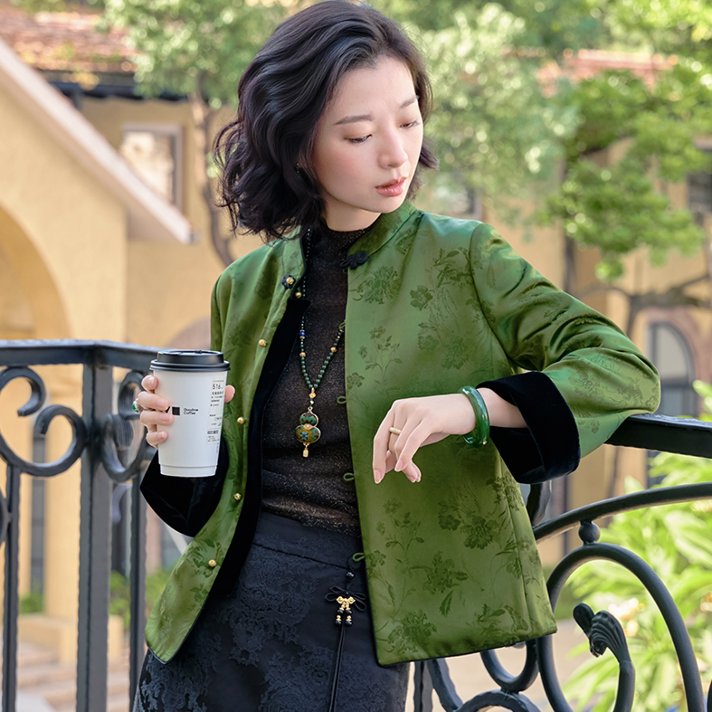 丝绒醋酸新中式显瘦双面穿外套女