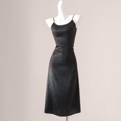 西子/【唯爱】25姆米桑蚕丝非遗香云纱长款吊带裙/CQHY0366