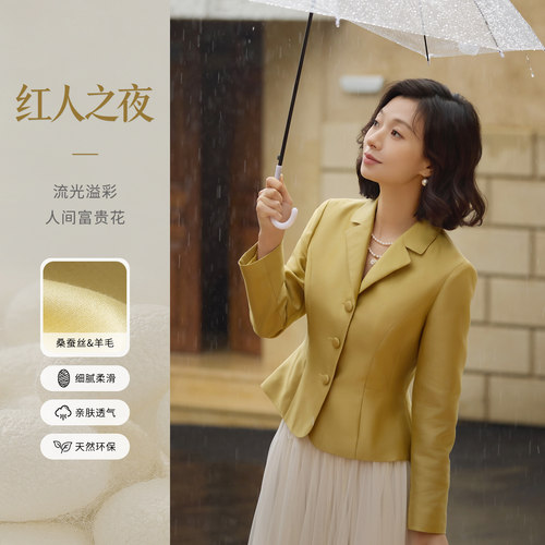 西子36姆米丝毛收腰宴会礼服外套