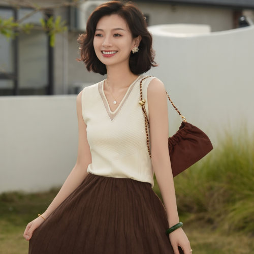针织V领显瘦弹力吊带背心女内搭