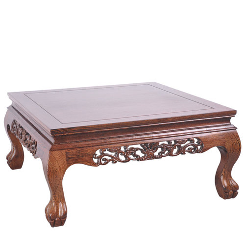 红木原木小茶桌鸡翅木雕花飘窗桌中式榻榻米茶几炕桌实木炕几矮桌