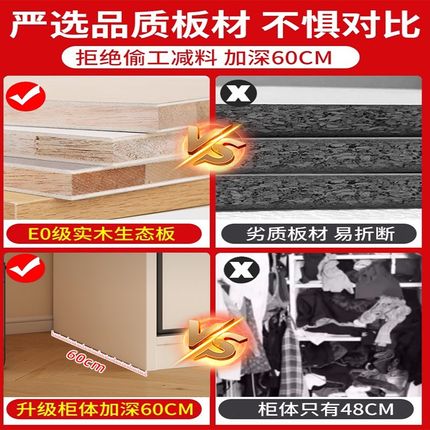 实木衣柜卧室家用简易衣柜2024新款儿童推拉门柜子出租房用小衣橱