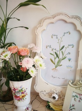 法式做旧实木相框壁挂 做旧木质墙上画框装饰小镜框壁饰