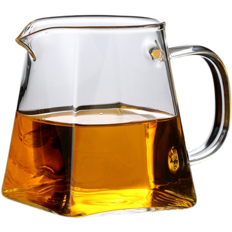 加厚耐热玻璃公道杯茶漏一体套装分茶器茶水分离高档方形公杯