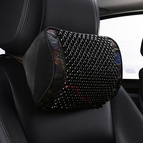 夏季木珠汽车头枕记忆棉护颈枕木珠腰靠垫夏季透气车用护腰枕