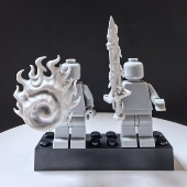 一把剑和一个盾@宇智波鼬 光固化打印第三方小人仔穿戴白模 武器