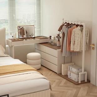 主卧化妆桌斗柜挂衣架一体化妆台收纳柜带镜子落地衣帽架带全身镜