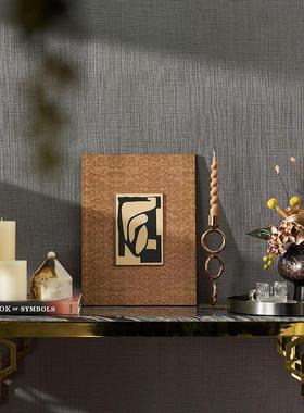 中世纪风格餐厅餐具柜台面装饰烛台覆古装饰画托盘花瓶饰品配套设