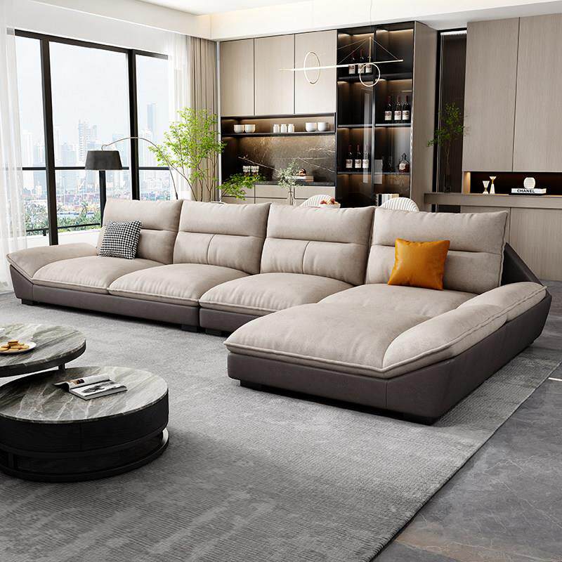 现代简约科技布沙发客厅小户型三四人位贵妃组合北欧乳胶布艺沙发