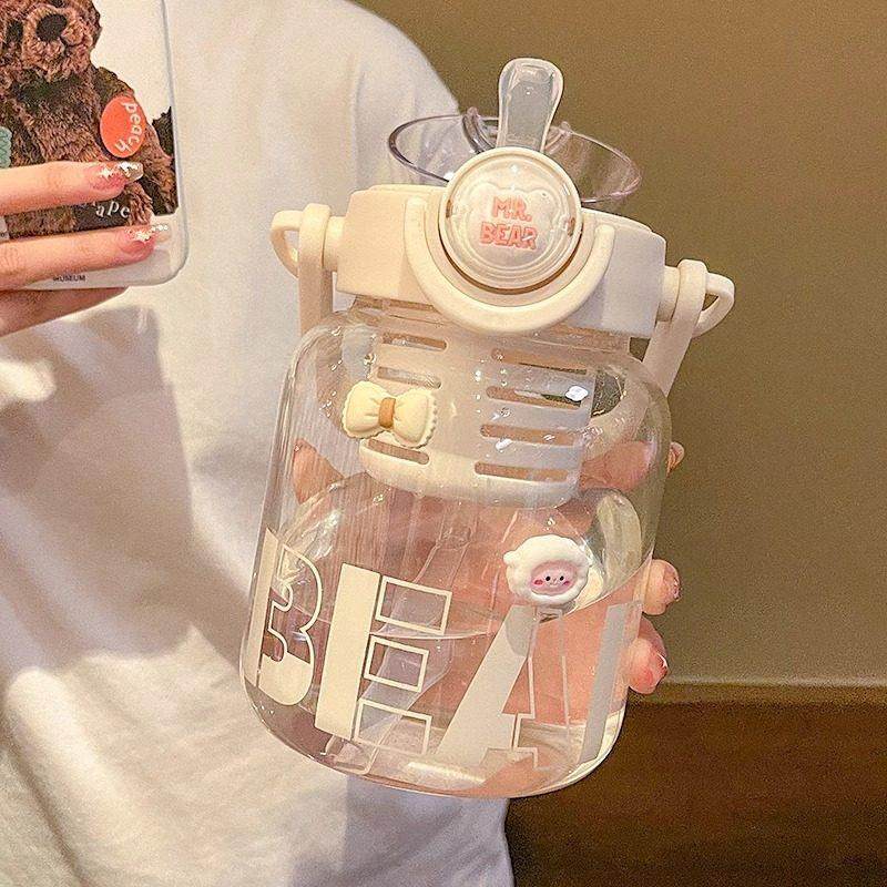 大容量水壶杯子玻璃杯女高颜值防摔防爆吸管水杯茶水分离杯果汁杯,餐饮具,玻璃杯,淘宝优惠券,粉丝福利购,淘宝优惠卷