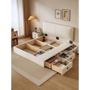 全实木储物床带抽屉收纳主卧双人床架升降床头薄床头小户型定制