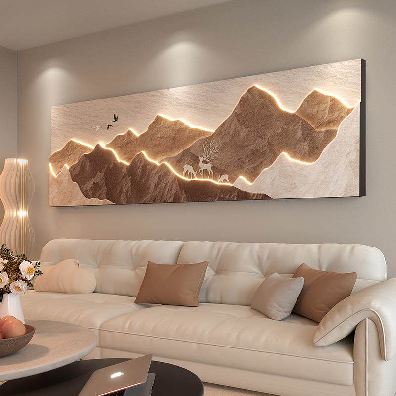 背有靠山客厅沙发背景墙装饰画 画轻奢高级感挂画 画立体山水画