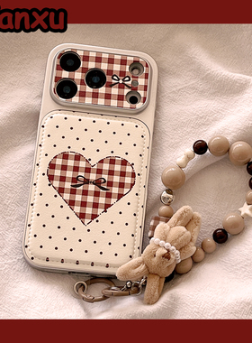 ins风简约波点蝴蝶结爱心适用苹果17promax手机壳iPhone16pro新款151带链条4pro防摔17小众女14创意17Pro全包