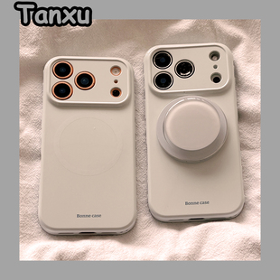 韩系简约蓝色适用苹果17promax手机壳iPhone16pro新款13带磁吸支架15pro防摔17小众14pm创意17Pro女12全包11