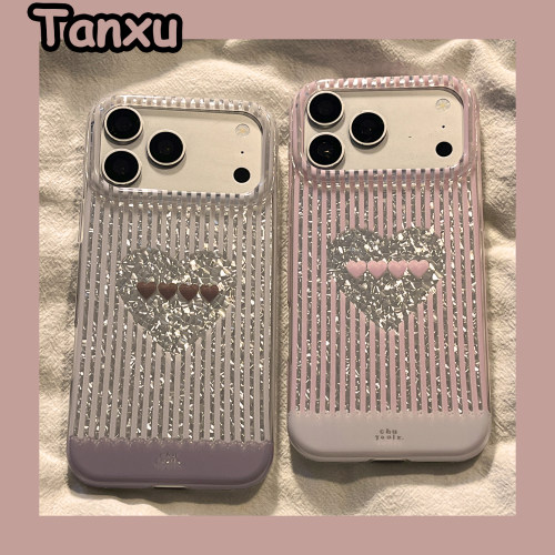 ins韩系条纹爱心适用苹果手机壳