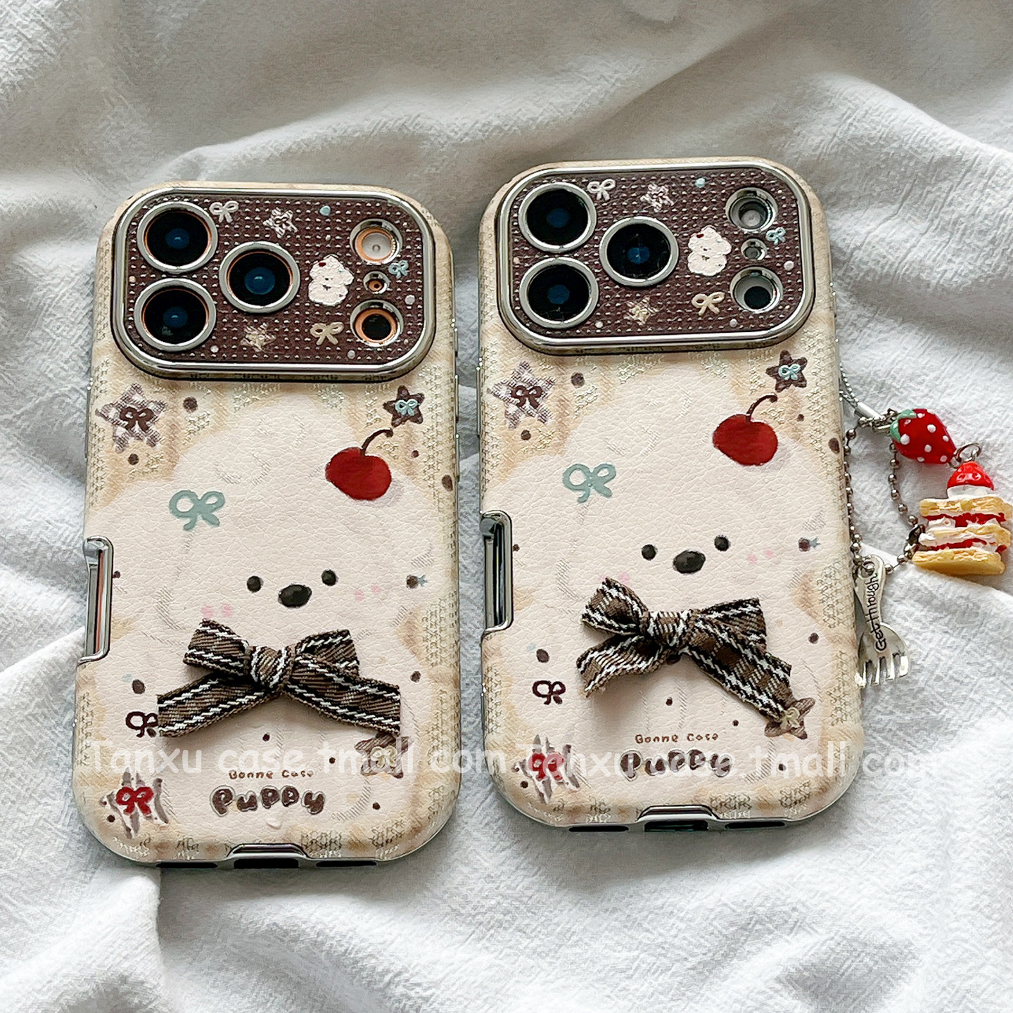 可爱卡通蝴蝶结樱桃小狗适用苹果17promax手机壳iPhone16Pro皮质15大视窗14pro防摔13小众17创意17Pro全包11,3C数码配件,手机保护套/壳,淘宝优惠券,粉丝福利购,淘宝优惠卷