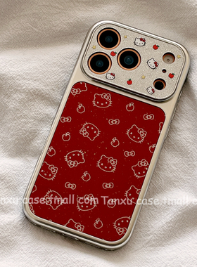 可爱卡通红色HelloKitty适用苹果17promax手机壳iPhone16pro新款15新年14pro防摔17小众14创意17Pro全包镜头
