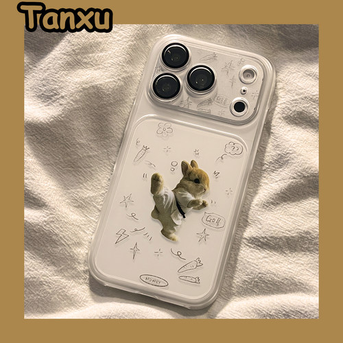 可爱涂鸦功夫小兔适用苹果手机壳