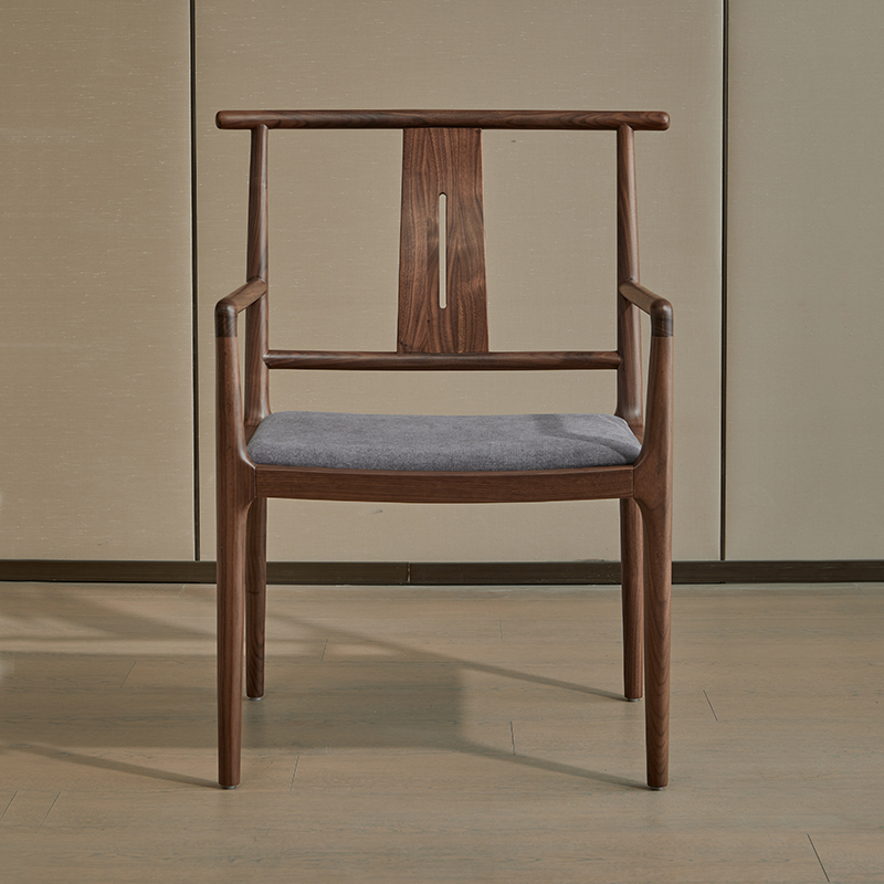 茶椅主人椅新中式实木黑胡桃木泡茶喝茶带扶手靠背椅子餐椅官帽椅 - 封面