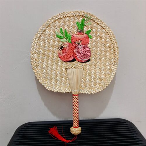 蒲扇手工麦秆编织手摇扇芭蕉夏天纳凉老式贴画刺绣团扇驱蚊虫扇子