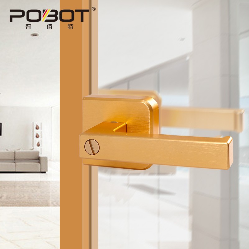 浴室平开玻璃门锁有门框极窄门锁静音磁吸铝镁钛合金卫生间门门锁