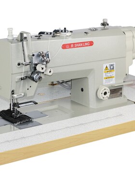 842D电脑直驱双针机 自动供油大梭双针平缝机 拐角厚料工业双针车