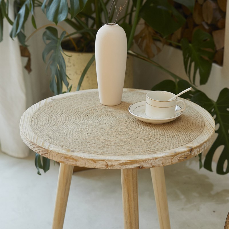 摩洛哥风复古做旧实木小茶几阳台小圆桌子美式花园民宿沙发边几