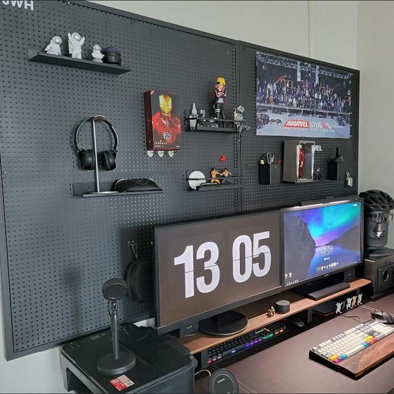 电竞桌洞洞板 电竞洞洞板 桌面宿舍墙上免打孔置物架壁挂整理架