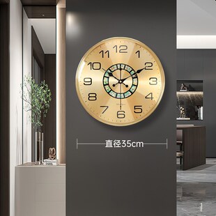 新款 高档贝壳静音挂墙石英钟时表时钟 圆形简约轻奢客厅挂钟