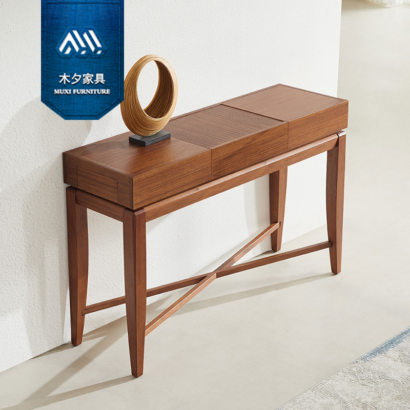 木夕东南亚风格槟榔色实木梳妆台储物柜新中式玄关柜间厅柜隔断柜