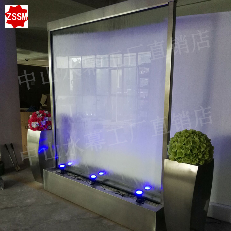 流水玻璃水帘成品水景水幕玻璃墙极简软装大型摆件办公室水系景观