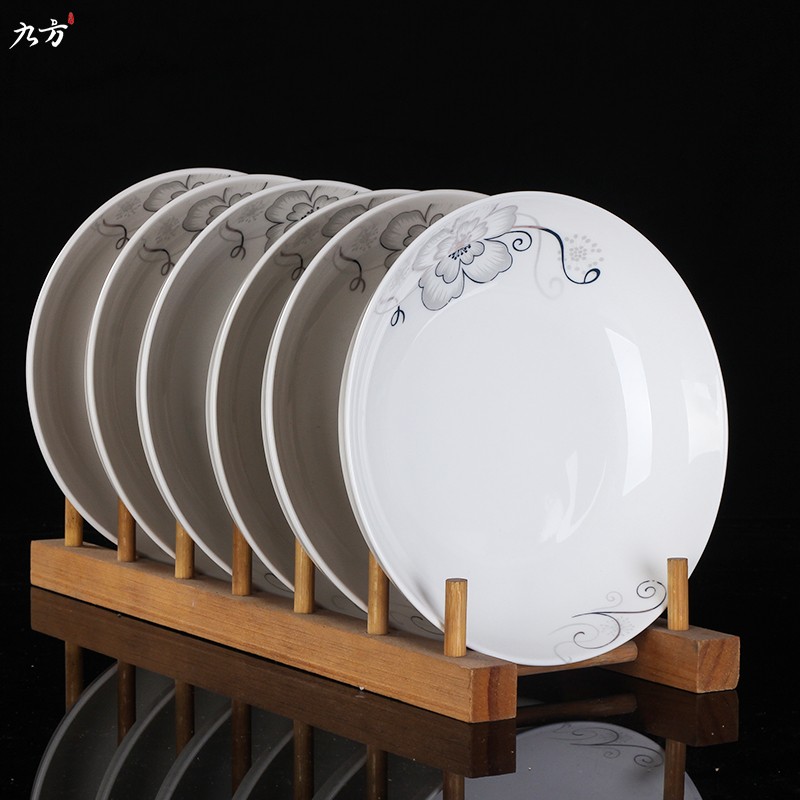 6个装圆盘陶瓷菜盘家用盘子小清新 餐具碟子深盘圆形中式饭盘果盘