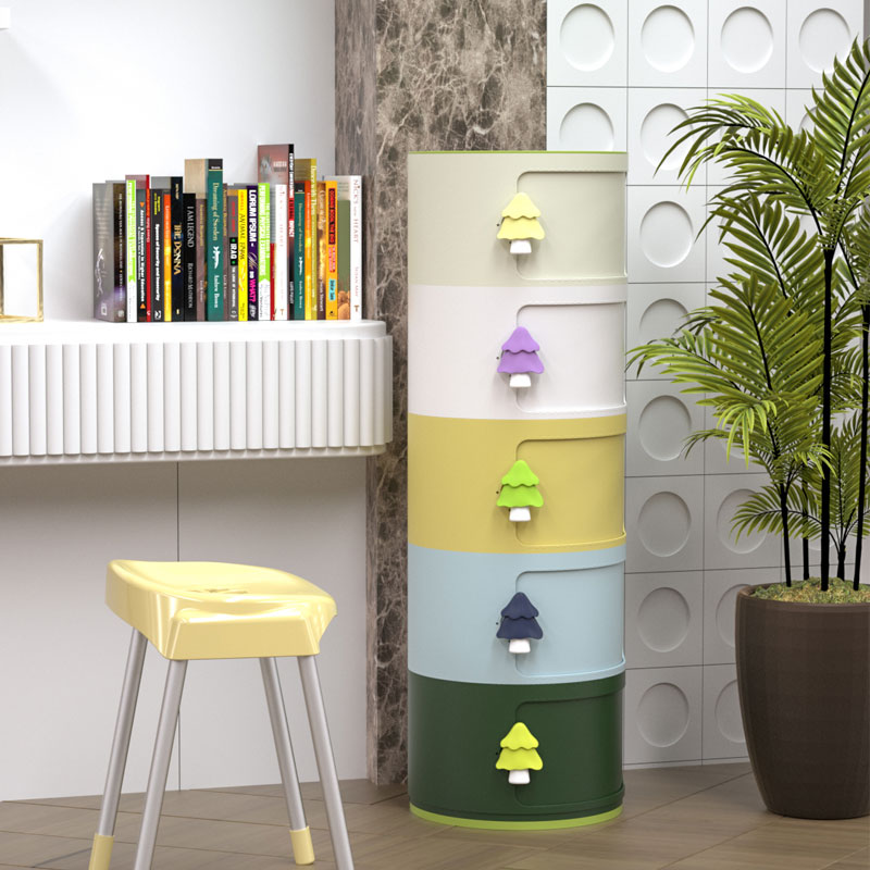 绣川彩色森林收纳圆柜儿童储物柜卫生间客厅圆形整理柜卧室床头柜