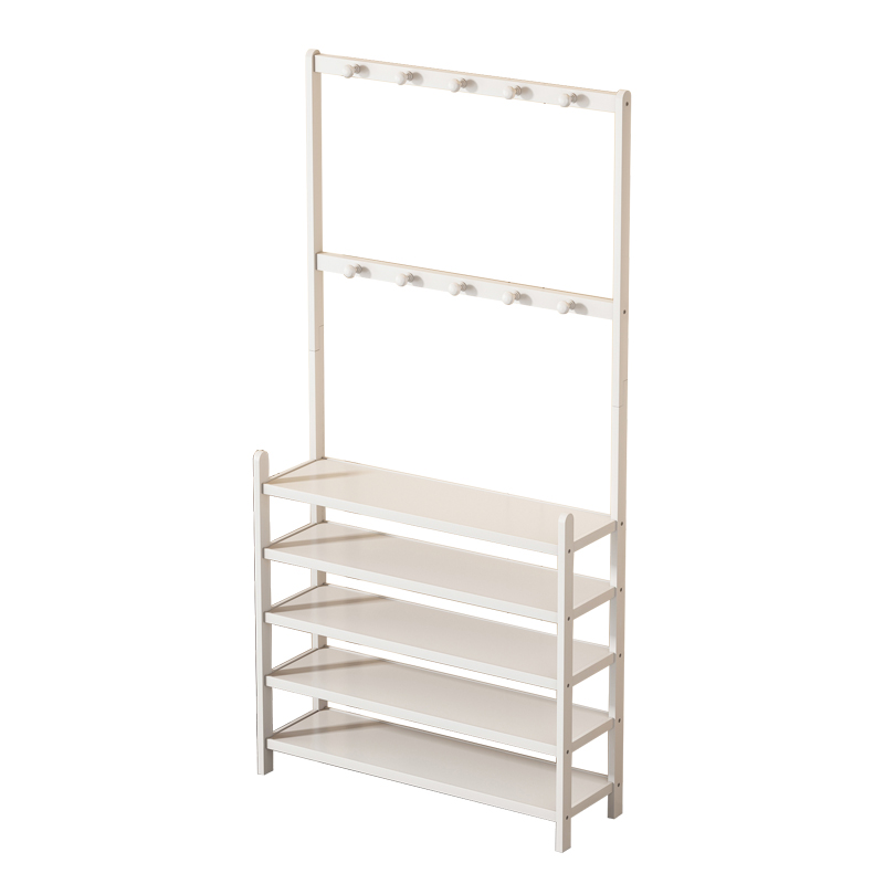 实木简易小鞋架多功能家用挂衣组合一体置物架门口鞋柜衣帽架落地