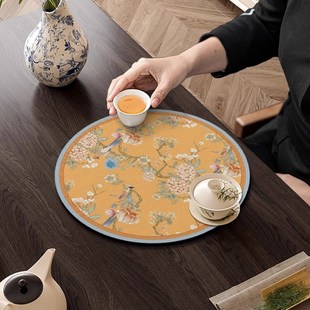 硅藻泥茶杯垫吸水隔热餐垫家用吧台圆形咖啡垫防滑餐桌碗垫 新中式