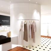 男女童 天花板挂架弧形吊架女装 服装 店展示架不锈钢拉丝银色悬吊式