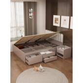 现代简约实木床板储物榻榻米床小公寓高箱床板踏米抽屉双人床